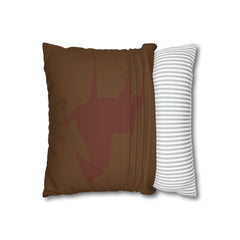 Faux Suede Square Pillow Case Brown on Brown Saddlebred Print