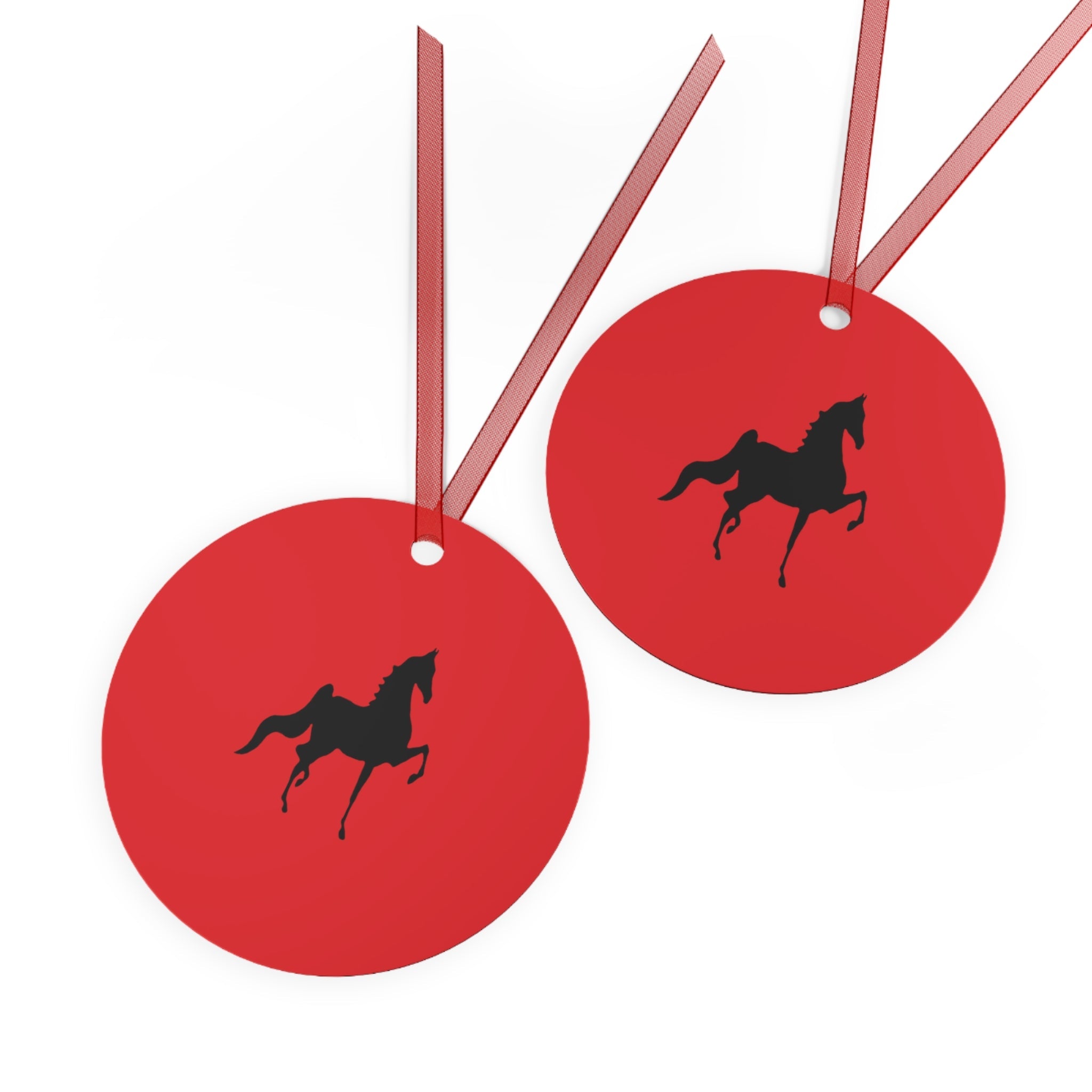 Metal Ornaments Red with Saddlebred Print