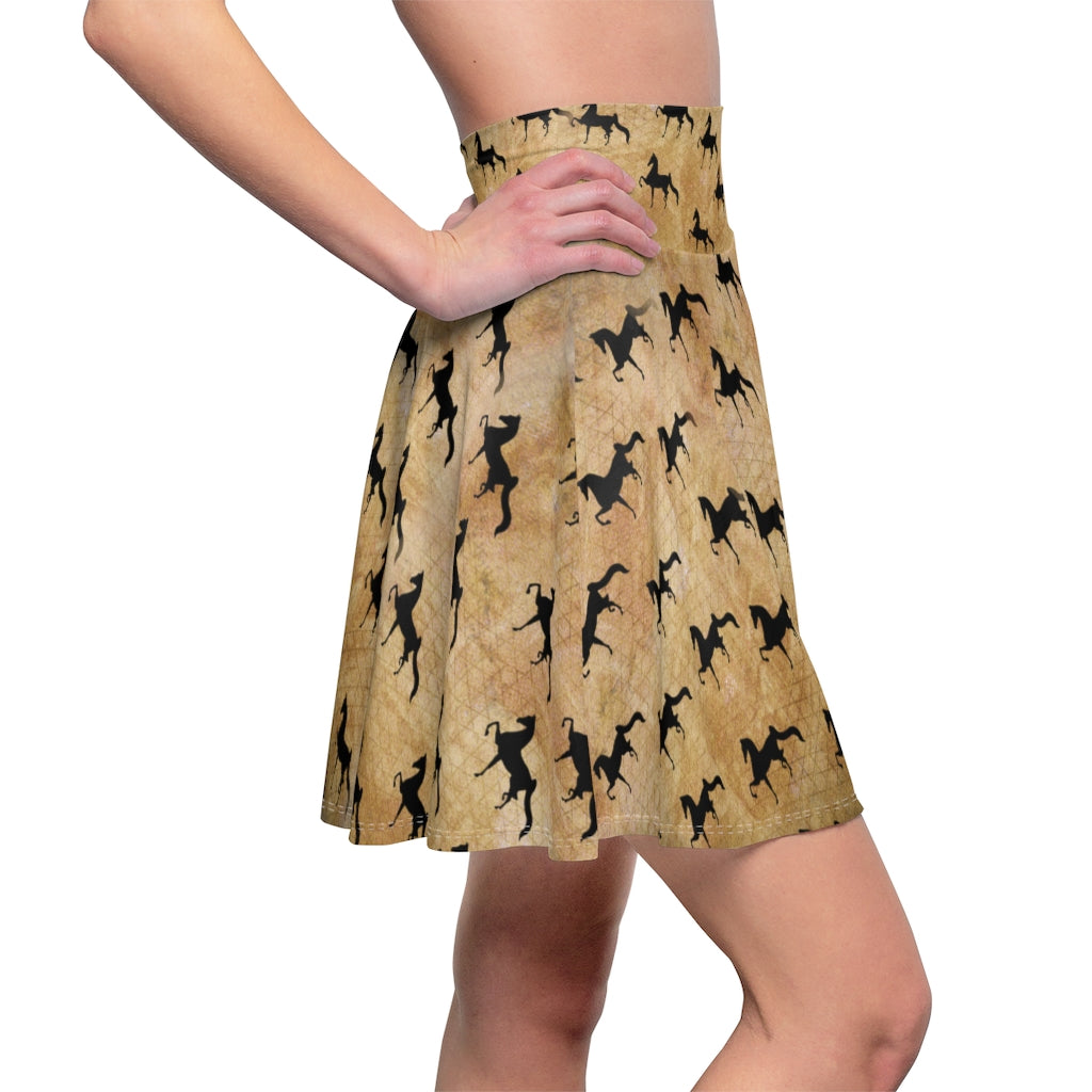 Women's Skater Skirt Brown and Black Saddlebred Print