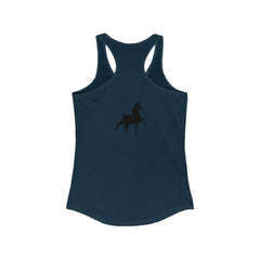 Women's Ideal Racerback Tank Saddlebred Print front & back