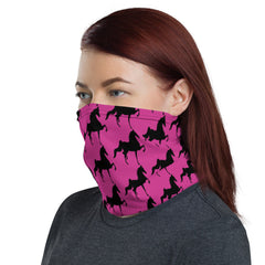 Neck Gaiter Pink5 and Black Saddlebred Print