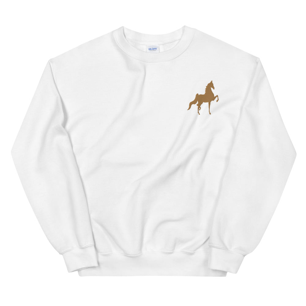 Unisex Sweatshirt with Old Gold Saddlebred Embroidered - AdeleEmbroidery