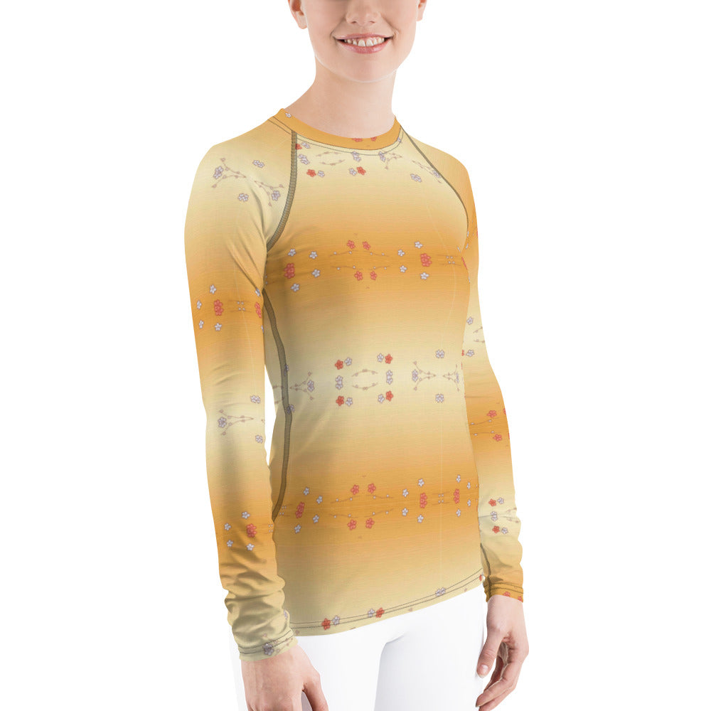 Women's Rash Guard Brown Flowers