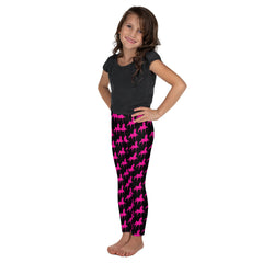 Kid's Leggings Black with Pink Saddlebred Print