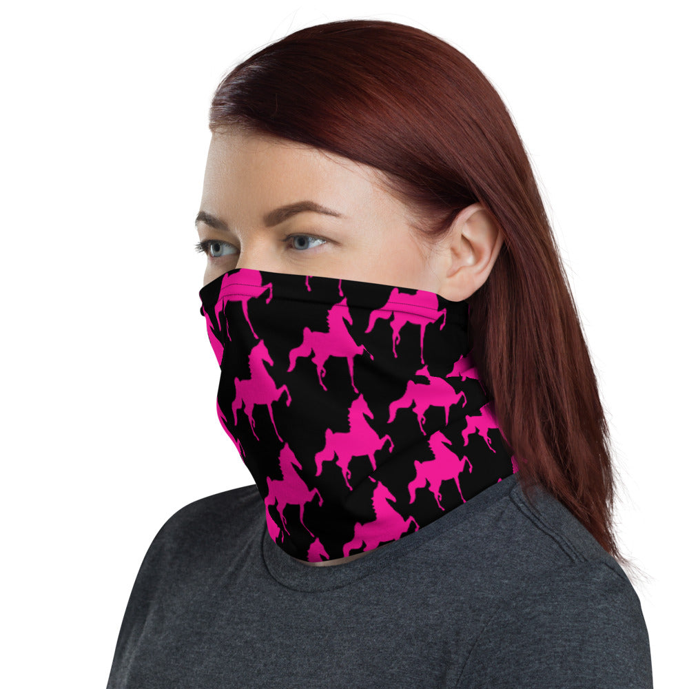 Neck Gaiter Black with Pink Saddlebred Print