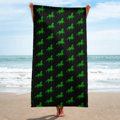 Towel 30"x60" Black with Green Saddlebred Print