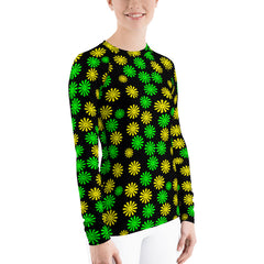 Women's Rash Guard Yellow and Green Flowers