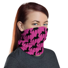 Neck Gaiter Pink5 and Black Saddlebred Print