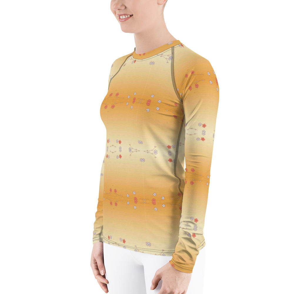 Women's Rash Guard Brown Flowers