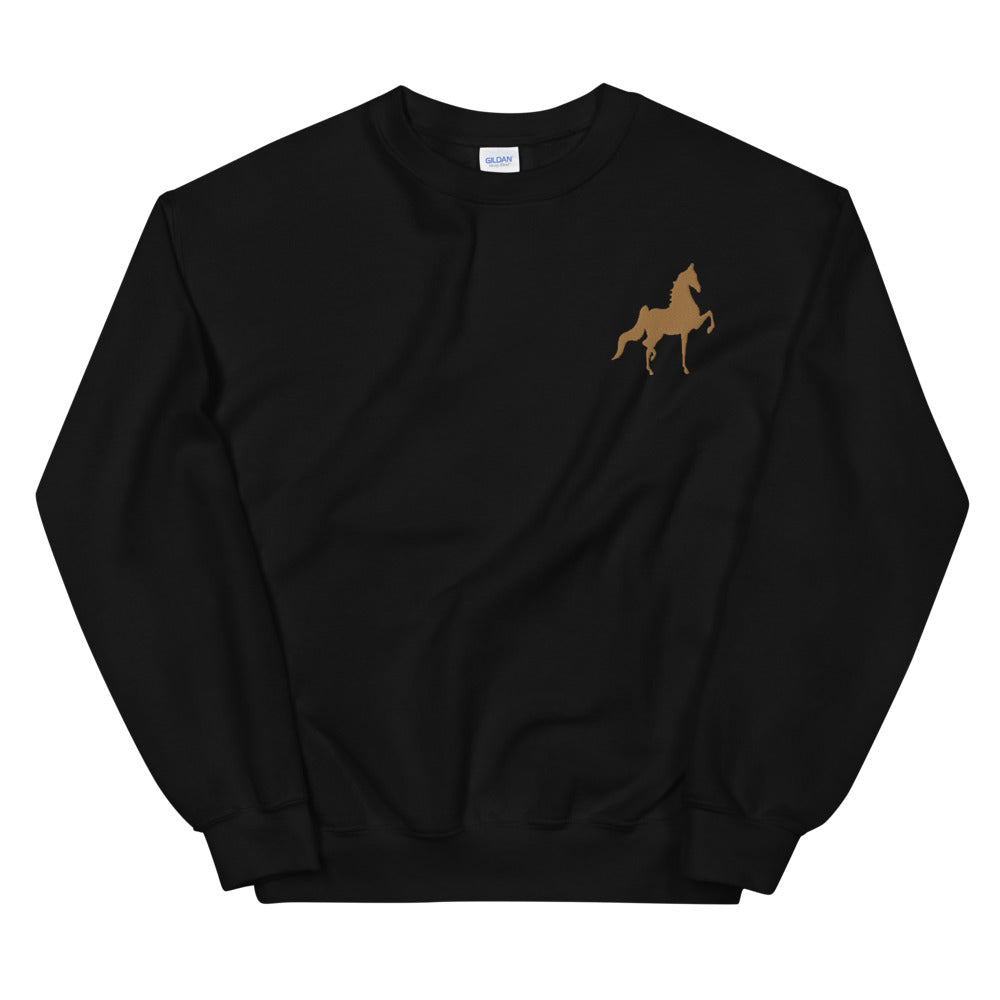 Unisex Sweatshirt with Old Gold Saddlebred Embroidered - AdeleEmbroidery