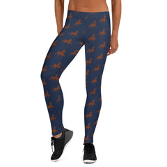 Leggings Navy with Brown Printed Saddlebreds