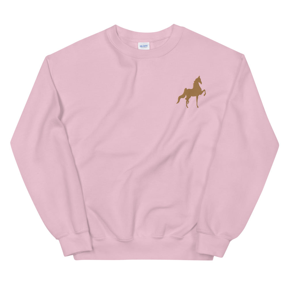 Unisex Sweatshirt with Old Gold Saddlebred Embroidered - AdeleEmbroidery