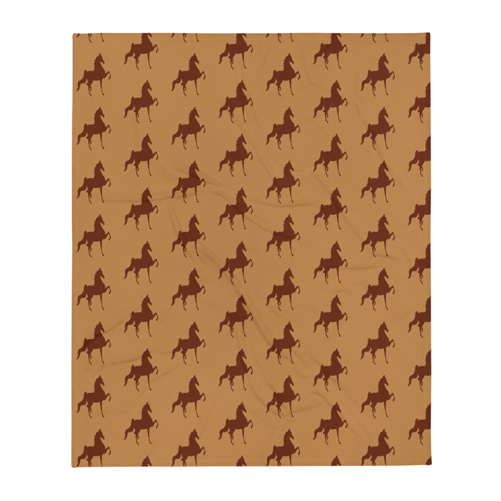 Throw Blanket Brown Saddlebred Print