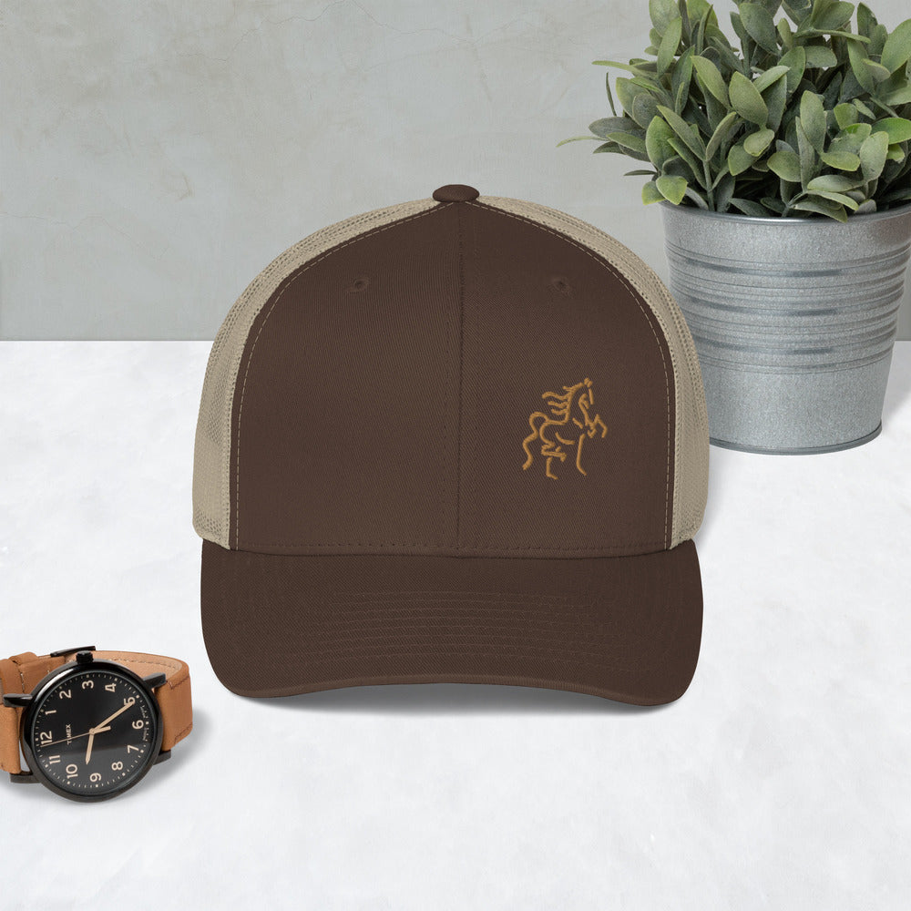 Trucker Cap with Horse Embroidery - AdeleEmbroidery