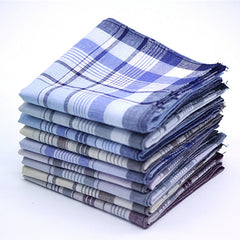 5Pcs Multicolor Plaid Stripe Handkerchiefs  100% Cotton