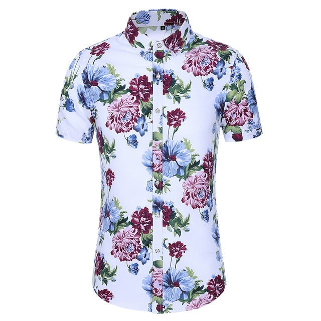 Men's Short Sleeve Hawaiian Shirts - AdeleEmbroidery